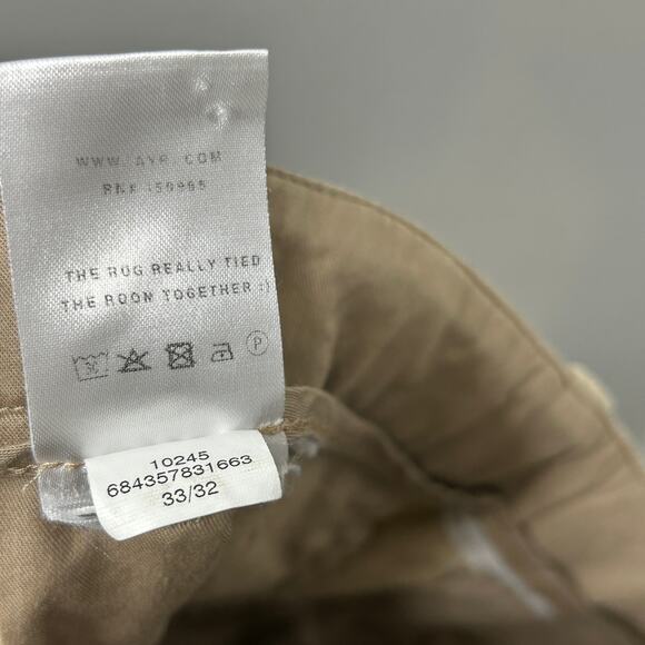 AYR The Pal Pleated Twill Pants Men’s 33x32 Khaki Relaxed Fit Straight Leg - Picture 12 of 12